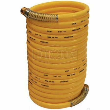 DIXON Coil-Chief Self-Storing Air Hose, 1/4 in, MNPT, 12 ft L, 185 psi, Nylon, Domestic CC1412